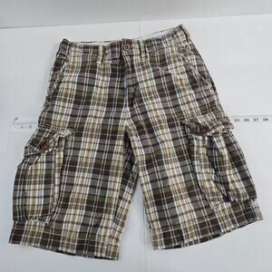 Vintage American Eagle longer length plaid‎ shorts mens 30 cargo 6430